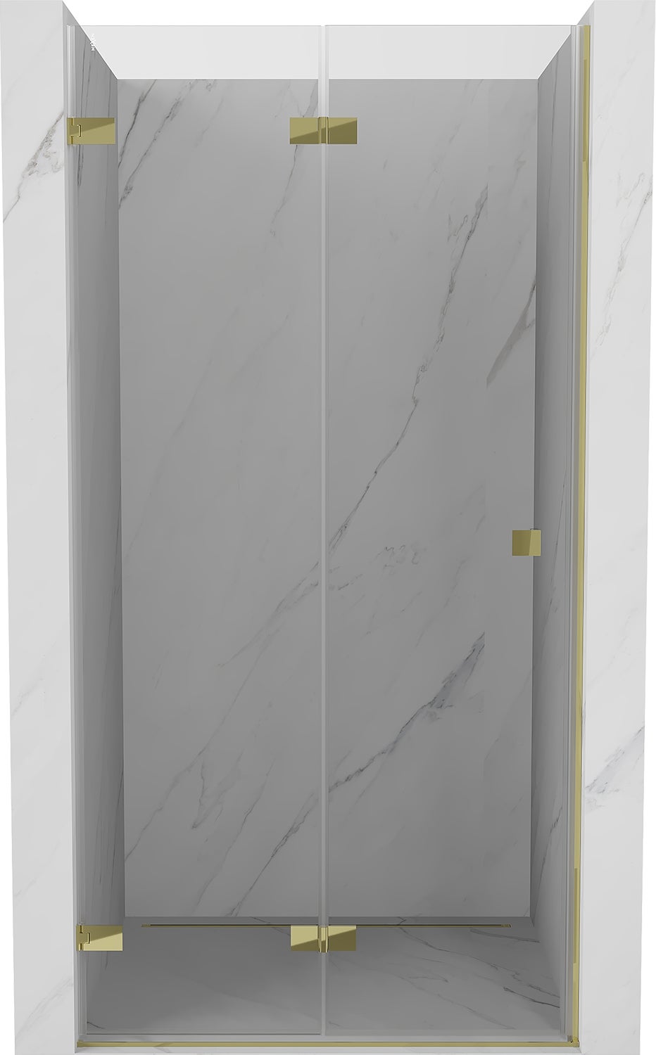 Mexen Lunar-F drzwi prysznicowe składane lewe 75 cm, transparent, złote - 836-075-000-50-00-L