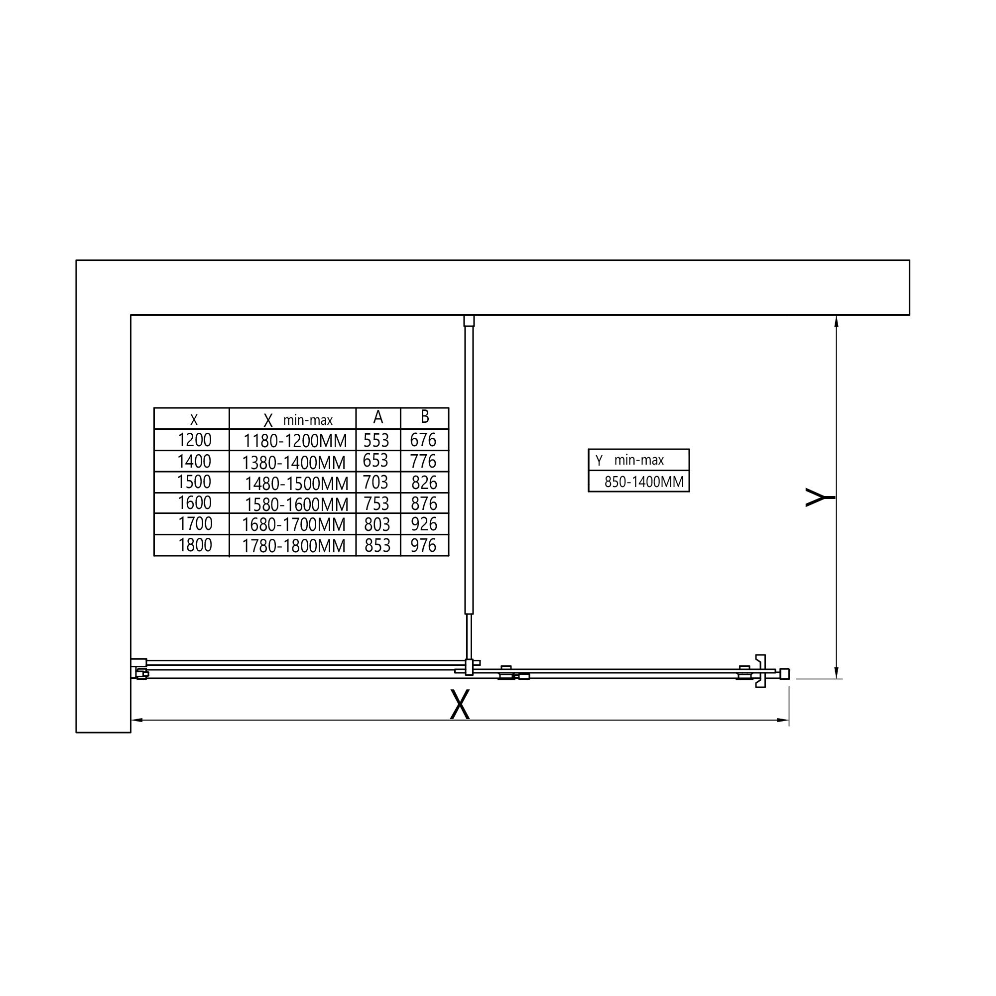 BERNSTEIN - Parete doccia walk-in vetro nero grigio opaco 8mm Cabina impermeabile Cabina doccia con porta scorrevole - NT101 - 195x160cm - 4