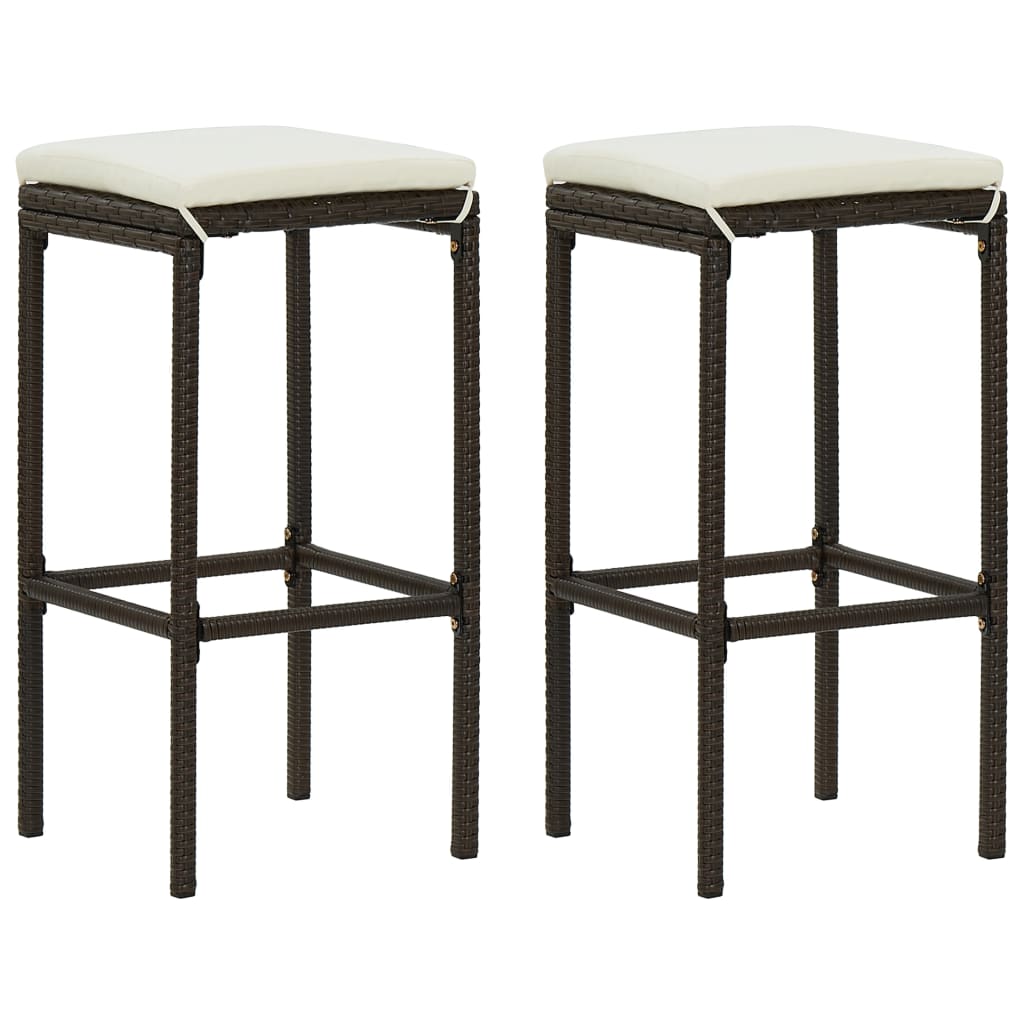 Ensemble de bar de jardin avec coussins 3 pcs Marron vidaXL - 4