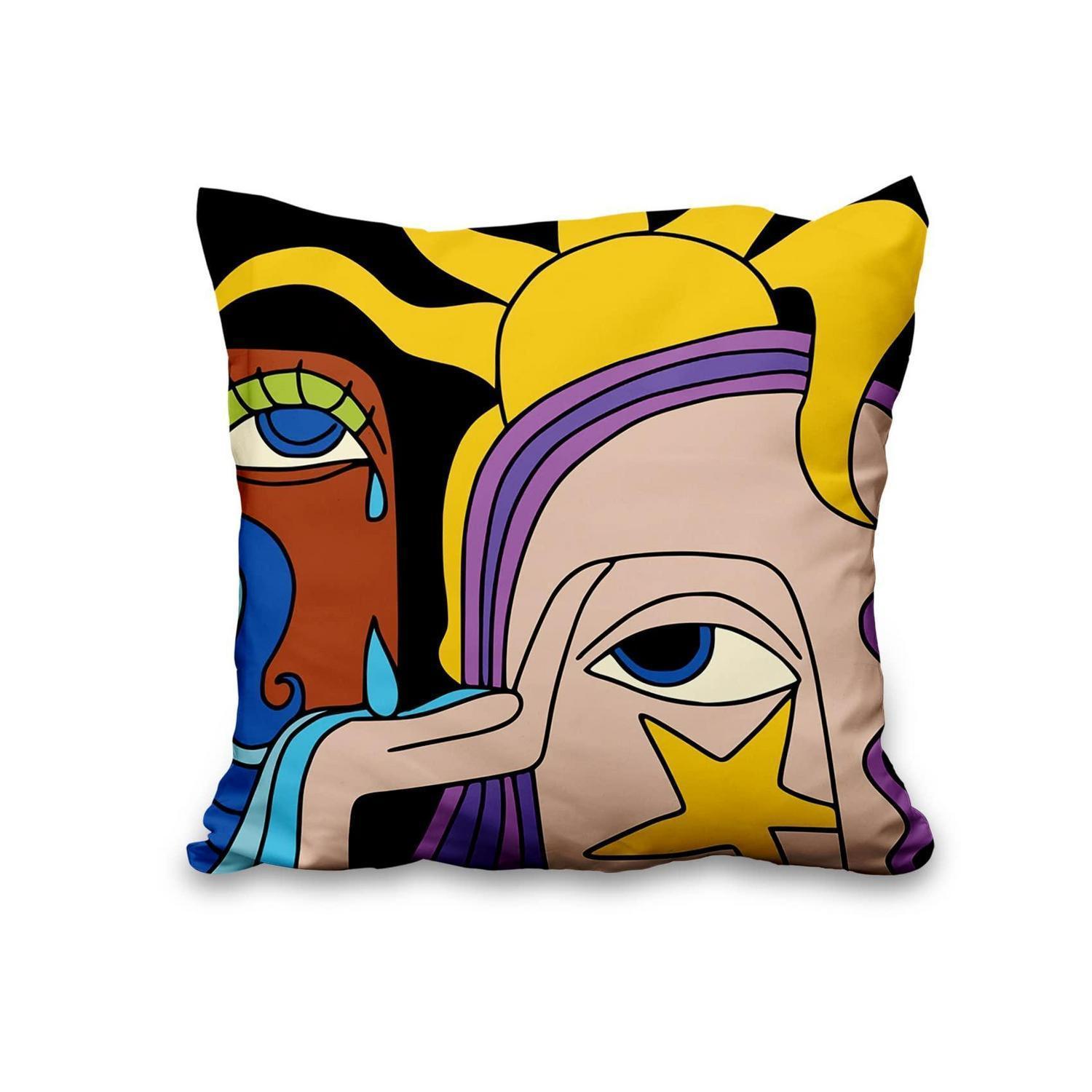 Housses de coussin 45x45 cm, lot de 4, polyester court peluche, motif ...