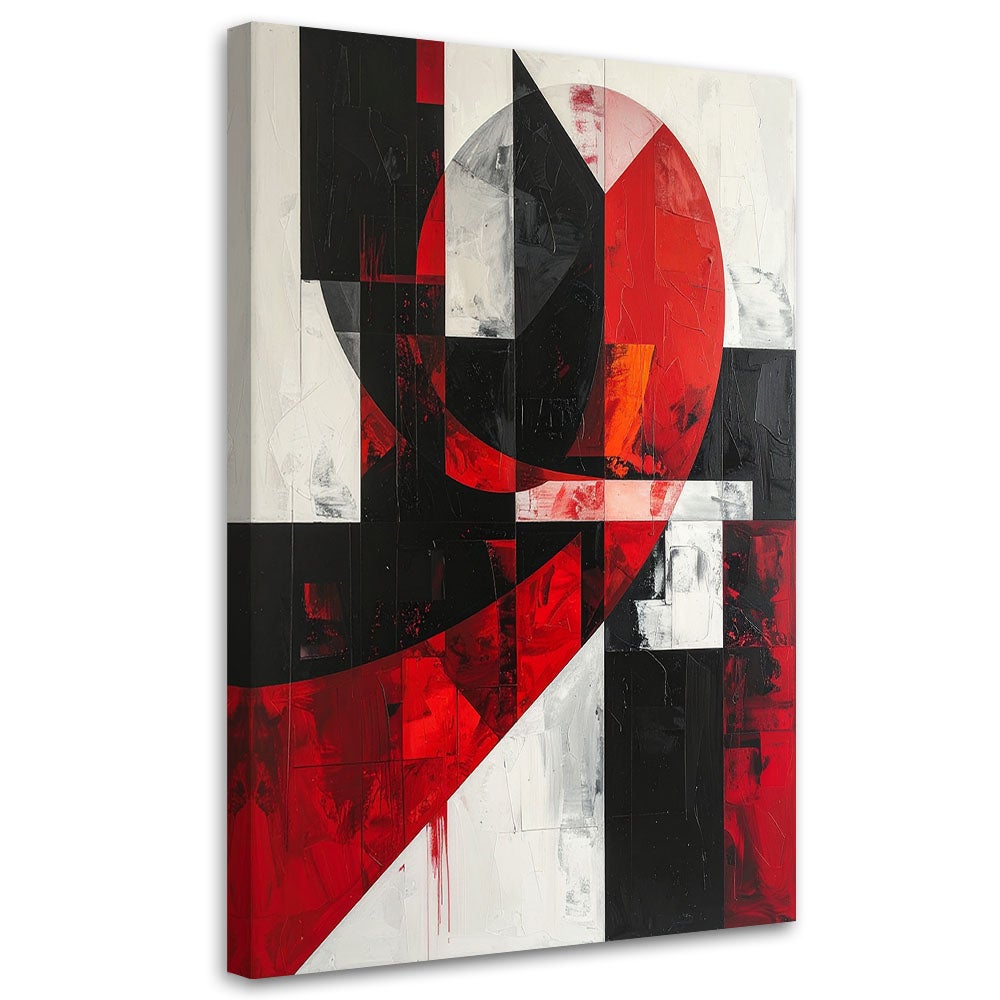 Obraz do salonu sypialni biura loftu, Abstrakcja geometryczna czerwony szary 40x60
