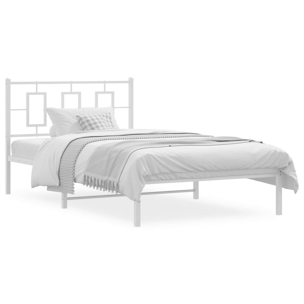 Łóżko Metalowe Białe Rama Łóżko Ze Stelażem Do Sypialni Pokoju 107x203 cm