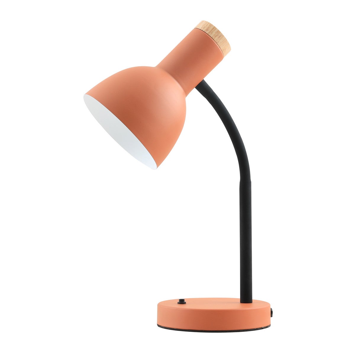 Lampka biurkowa pomarańczowa z drewnianym elementem 1xE27 5W SENZA Italux