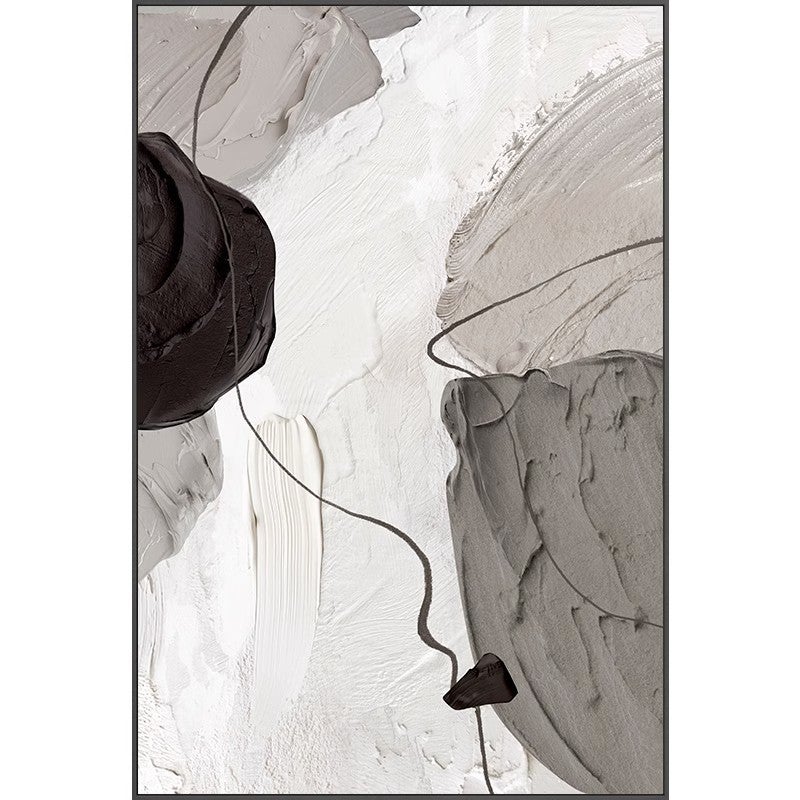 Tableau abstrait en noir et blanc sur toile, grande reproduction d'art moderne, décoration murale, idéal pour décorer un mur, 60 x 40 cm. - 2