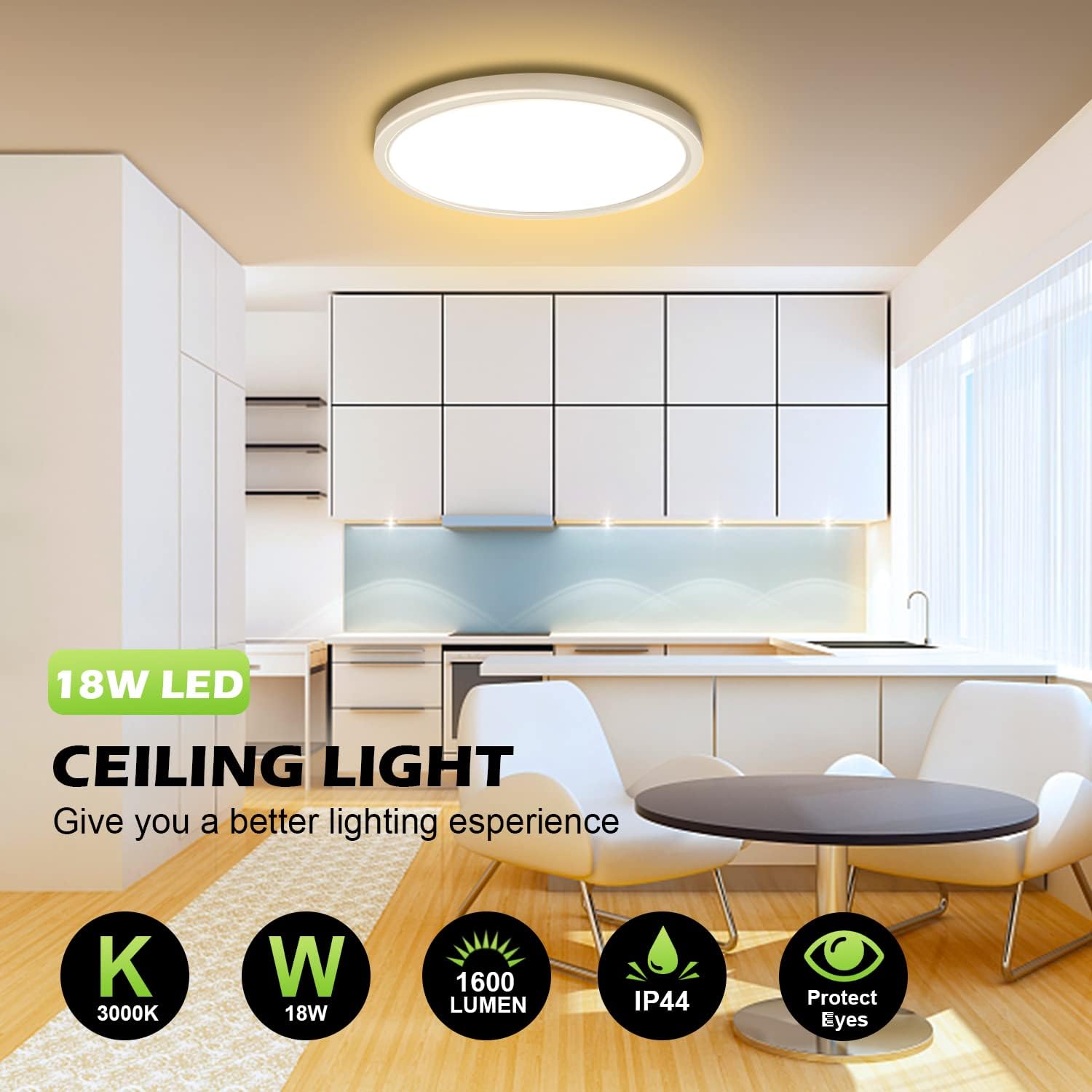 Lampada Da Soffitto LED Piatta 48W – Rotonda, Impermeabile IP44, Bianco Freddo 6000K – Per Bagno, Cucina, Camera Da Letto – Diametro 36,5 Cm - 5