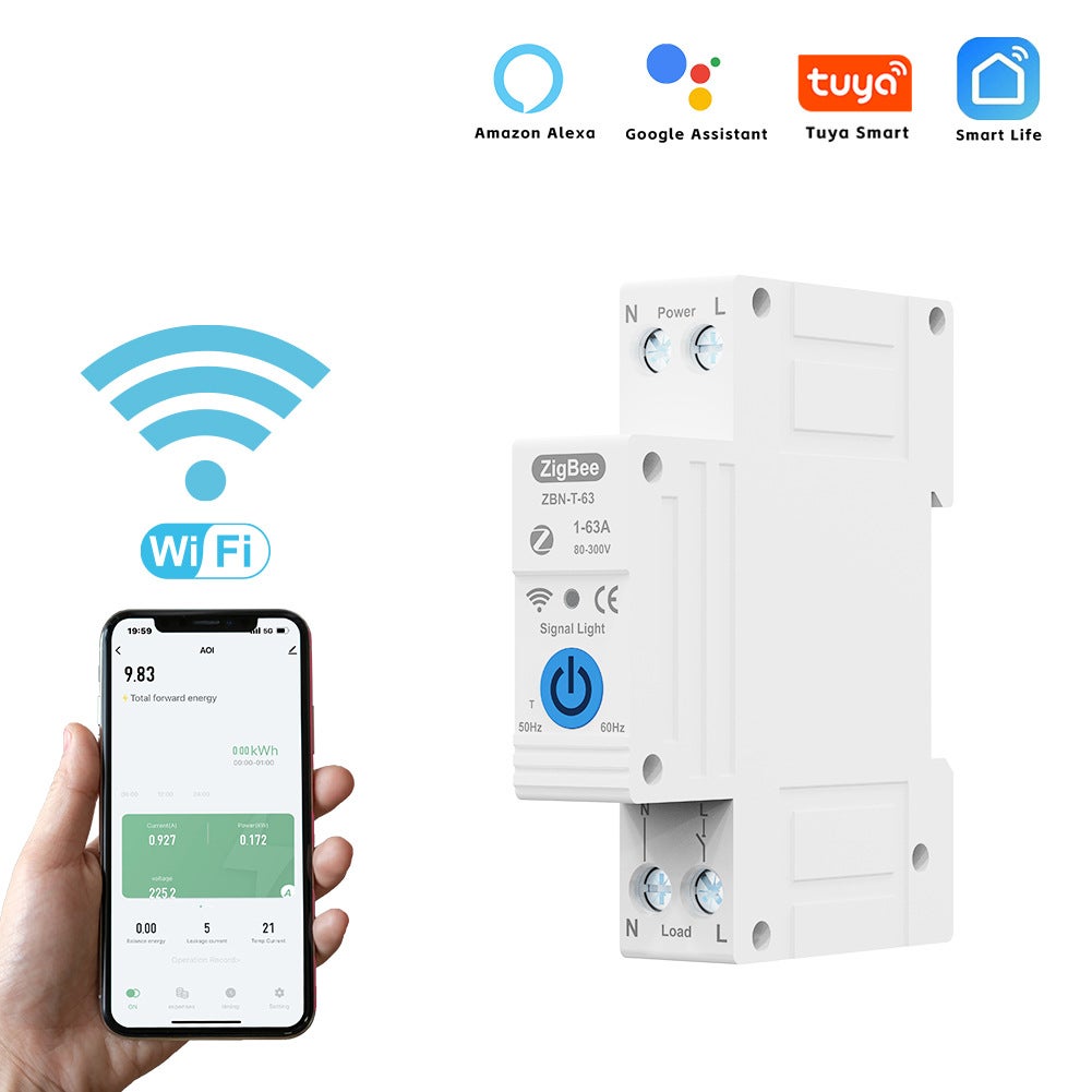 Disjuntor inteligente WiFi, interruptor de relé WiFi 1P 63A para casa inteligente - 3
