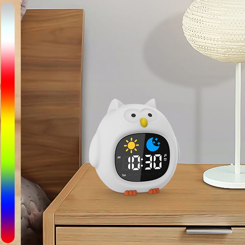 Despertador digital infantil com luz noturna, modo soneca