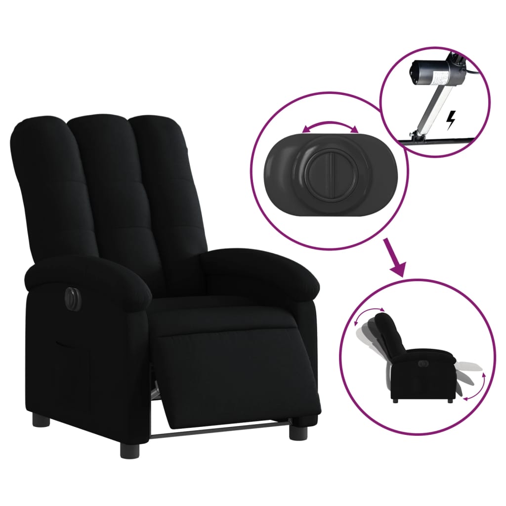 Fauteuil inclinable électrique Noir Tissu vidaXL - 6