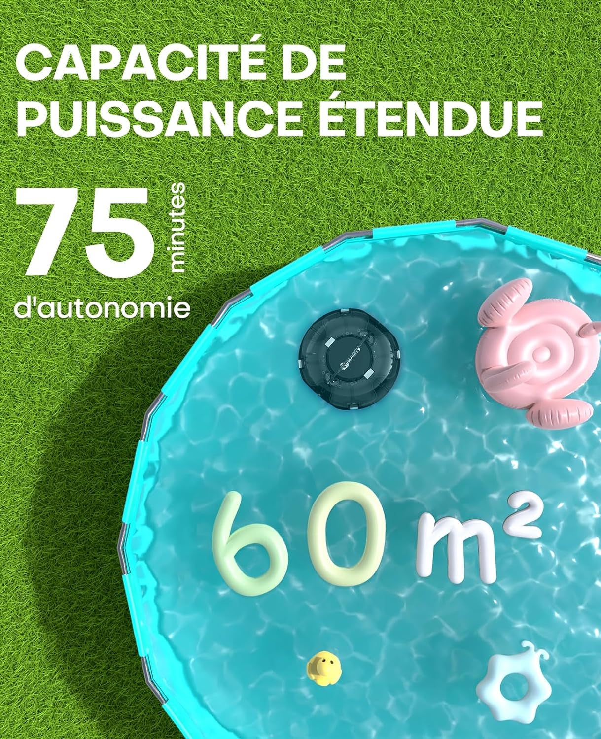 Robot de Piscine Sans Fil WINNY 200 Idéal pour Piscines Hors Sol Double Filtration, Autonomie 75 min, Léger et Compact - 6