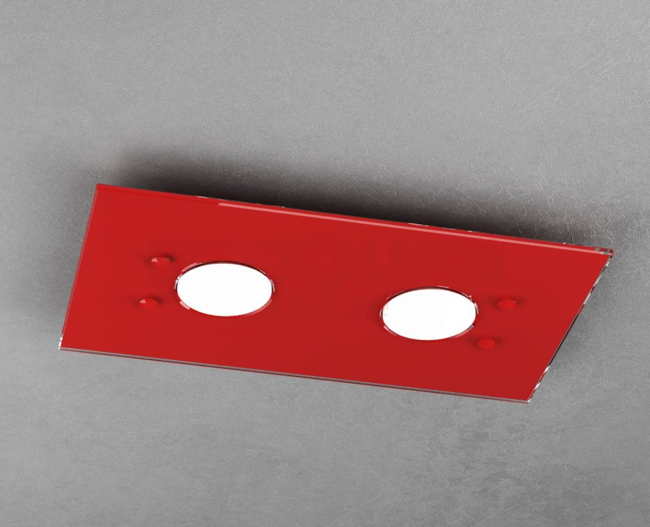 Lampa sufitowa prostokątna Toplight Path 2-punktowa z oprawką GX53, czerwona rama, nowoczesny design 40x20x3cm