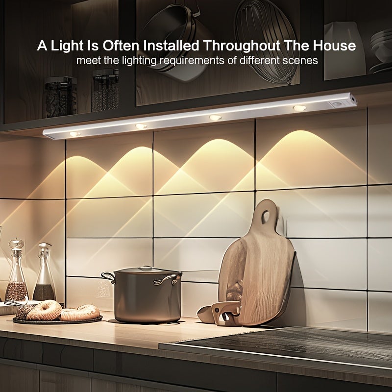 Tira de luz LED regulable de 3 colores, luz nocturna inalámbrica pequeña de 40 cm, sensor de movimiento, recargable, para cocina y armario. - 5