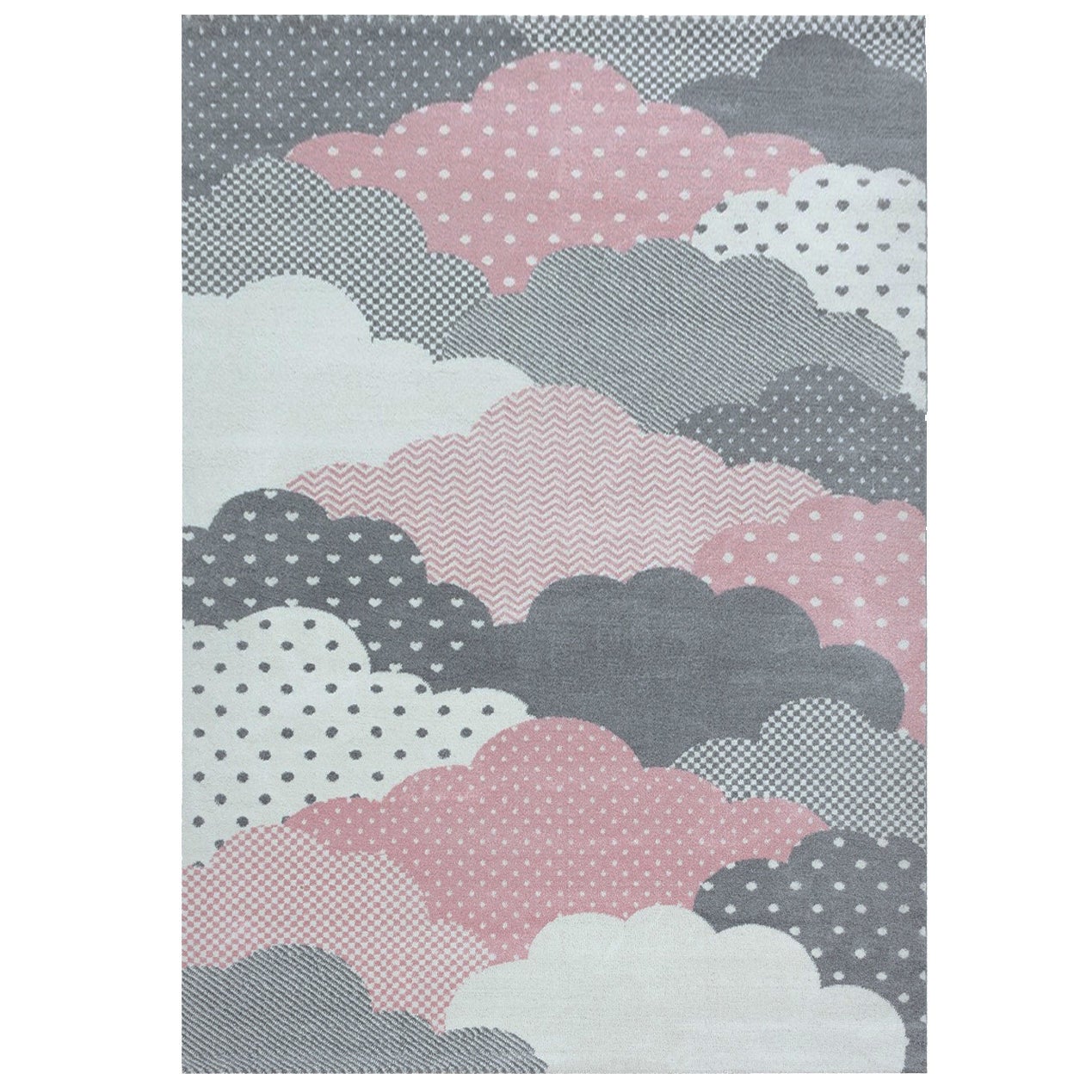 Tapis De Jeu Pour Enfants "Nuages" - Taille 120x170 Cm, Rose | Dense, Chaud, Adapté Chauffage Au Sol