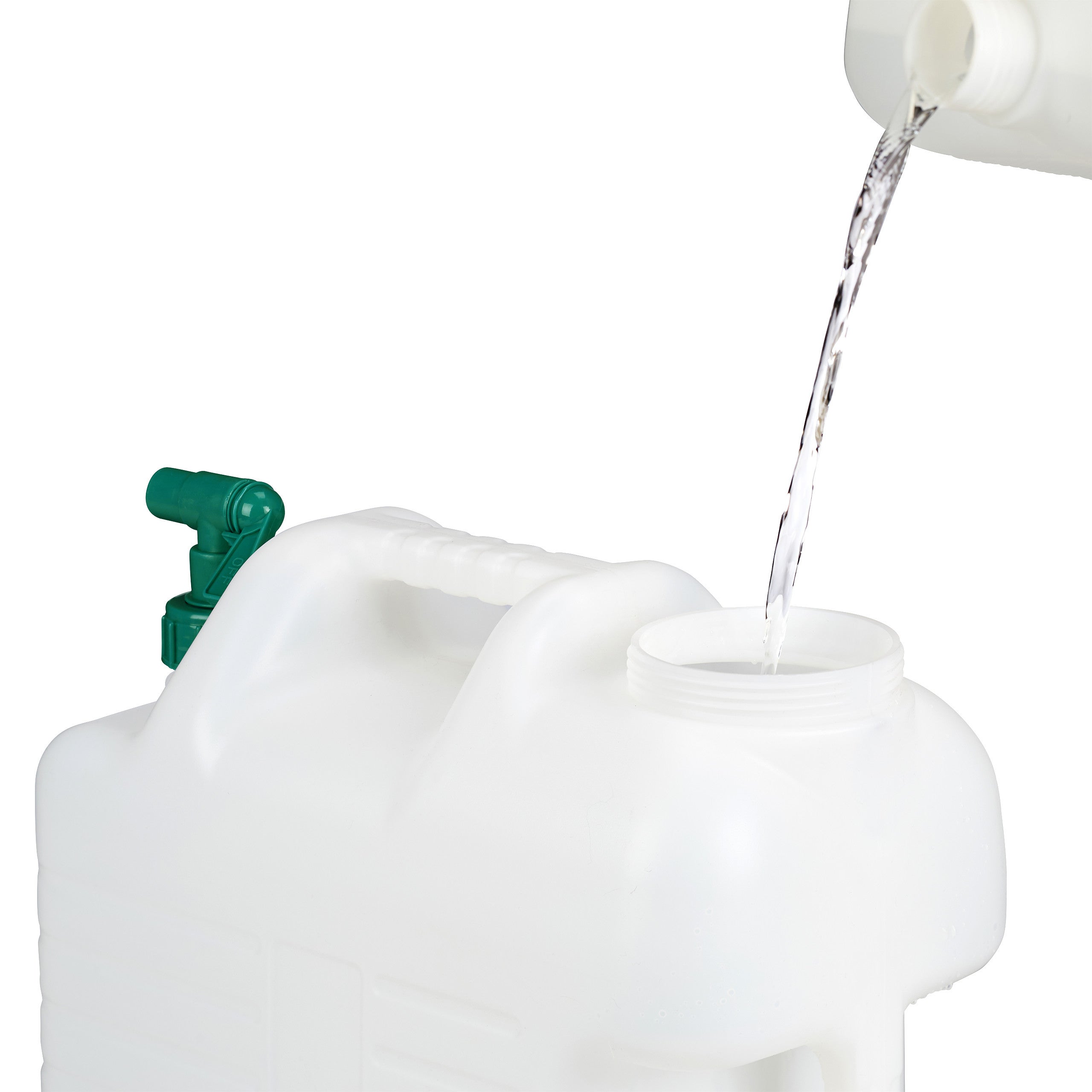 Bidon d’eau avec robinet, 15 litres, plastique sans BPA, couvercle, poignée, réservoir, blanc/vert, Relaxdays - 6