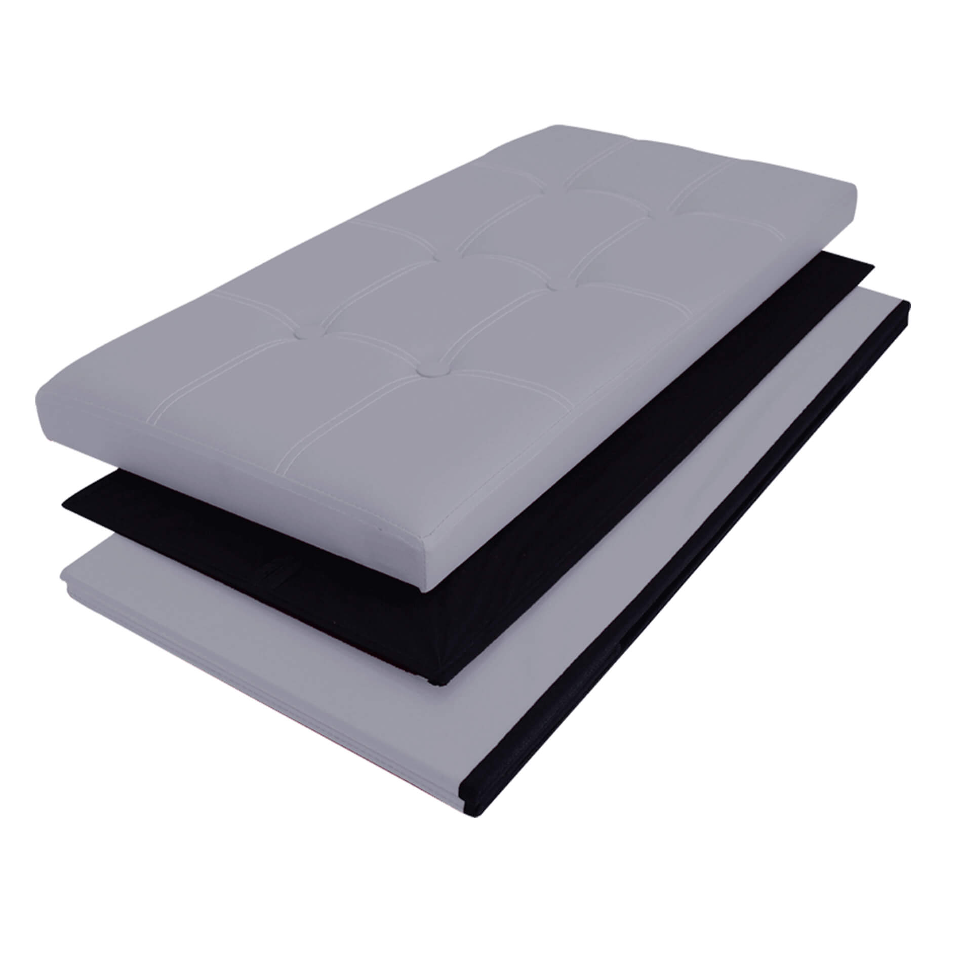 Pouf Coffre De Rangement Mobili Rebecca Banc Rectangle Gris Stokage 38x76x38 - 7
