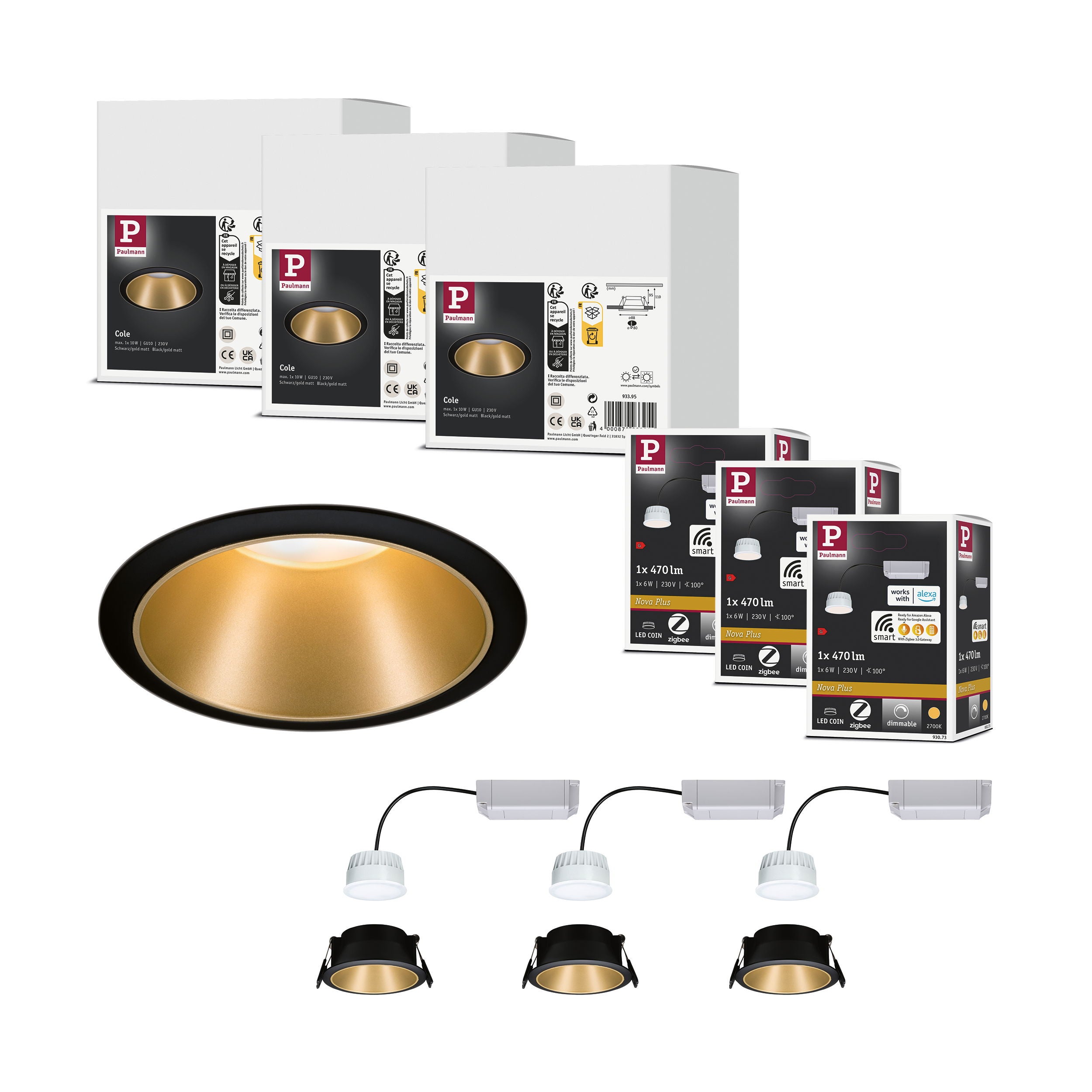 Coin Rond 3 Smart Home Zigbee Kit Smart Home Zigbee 3.0 Spot encastré LED Cole ...