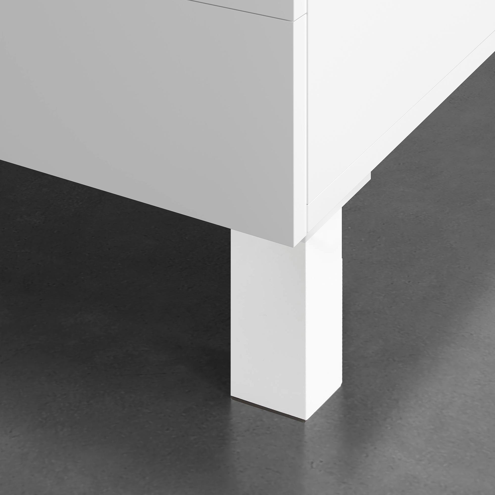 Pied de meuble | Style fonctionnel | Fabriqué en ABS | Finition blanche | Projets de restauration de bricolage | Mesures 42*42*100mm | Hauteur : 10 - 5