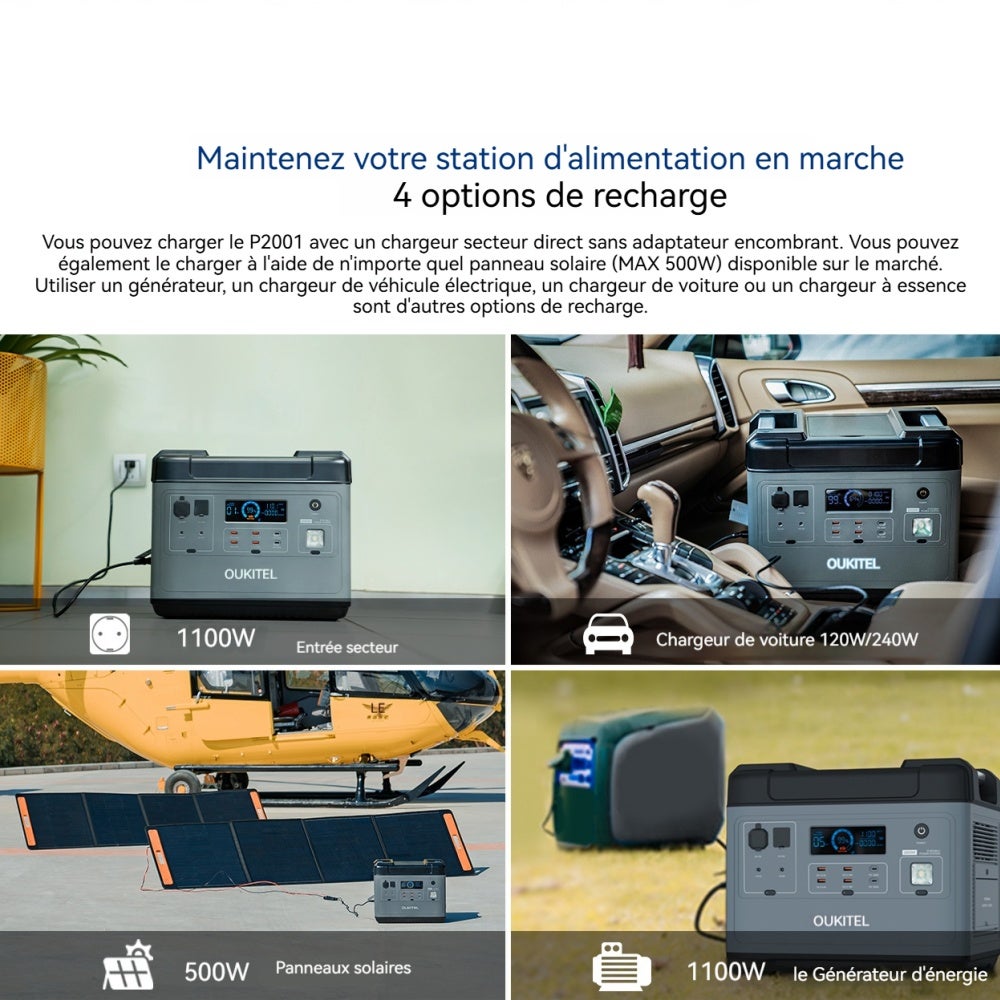 La station d'alimentation portable OUKITEL P2001E PLUS 2000W 2000Wh, équipée d'une batterie au lithium fer phosphate, est idéale pour le camping - 4
