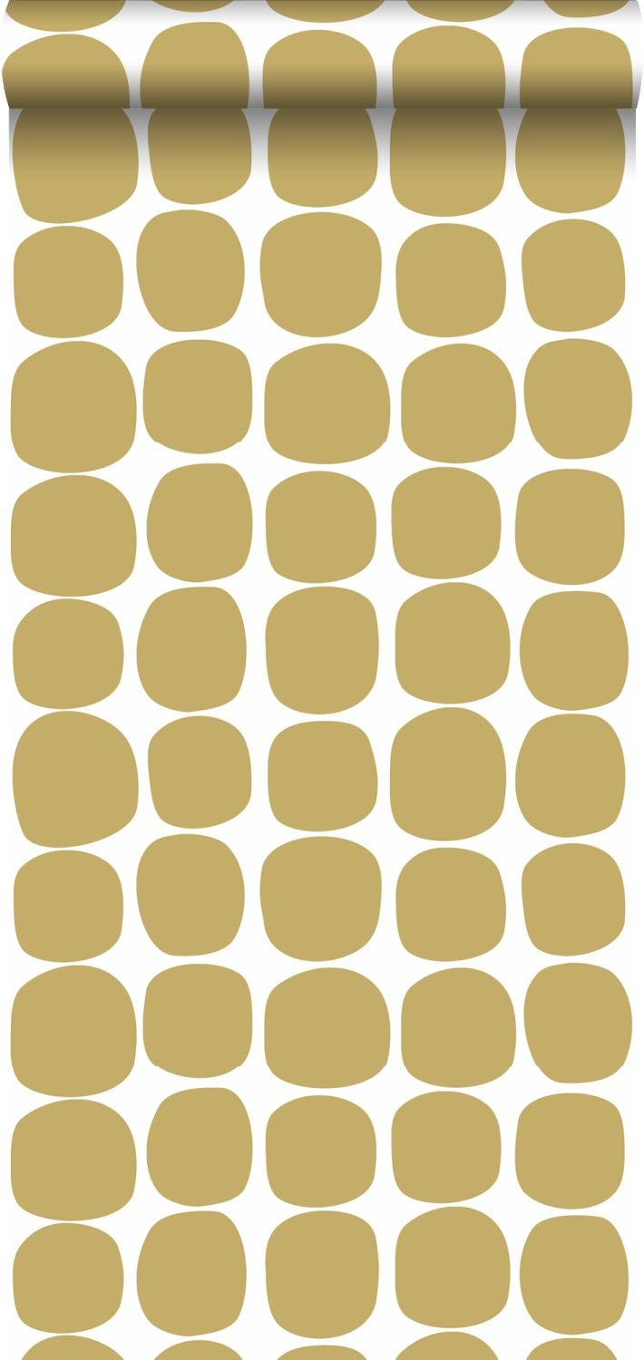 Tapeta motyw graficzny ochry żółtejIbiałym - 53 cm x 10.05 m - ESTAHOME