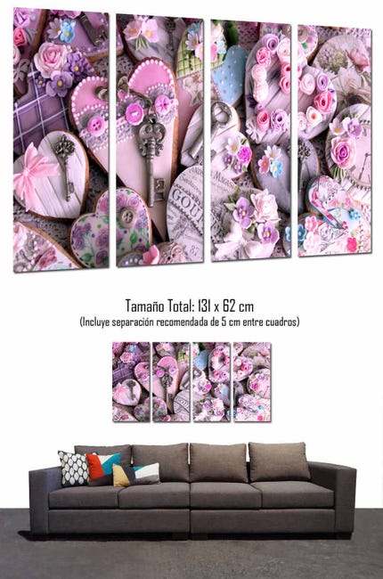 XIANGPEIFBH Stampa Su Tela Pittura Rosa Amore Cuori Con Lettere Cornice Decorativa Soggiorno Murale Poster E Quadri Artistici 30x50 Cm X3 /11,8 "x 19,7" Con Cornice - Foto 5