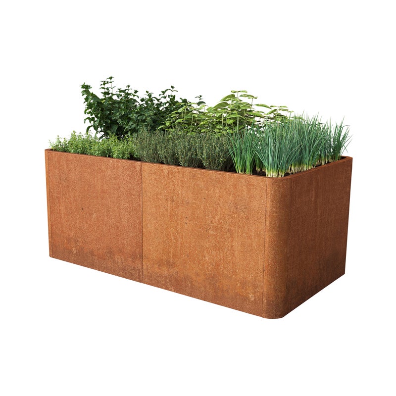 146 x 80 x 80 cm Grządka podwyższona, stal corten, optyka rdzy