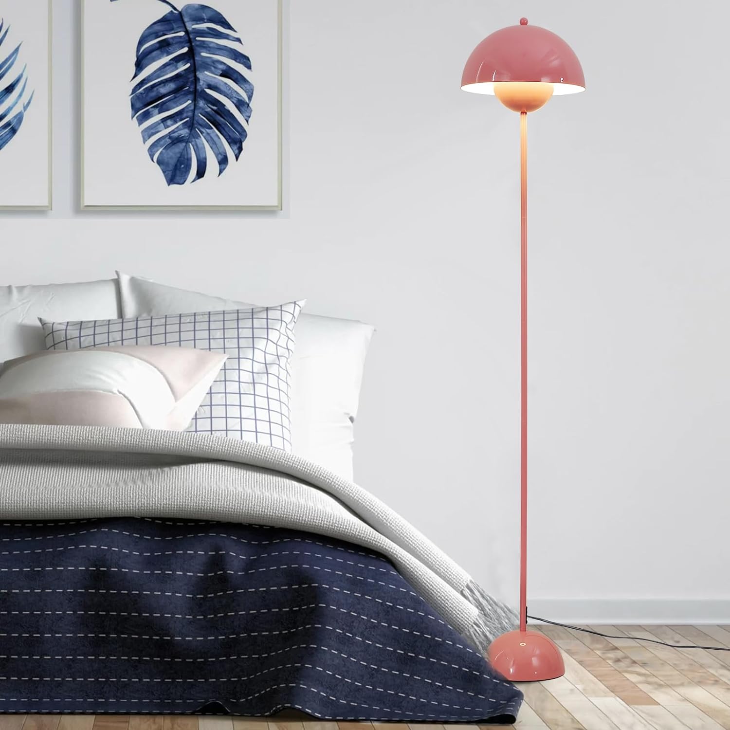 Lampe de Sol de Design Nordique Rose et Base Parabolique Douille E27 pour Salon, Salle à Manger et Chambre. - 7