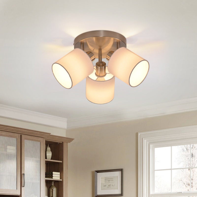 ZMH Lampa sufitowa 3 srebrne punkty E14 - regulowana maks. 350°. 25W do salonu, sypialni, kuchni (bez żarówki)