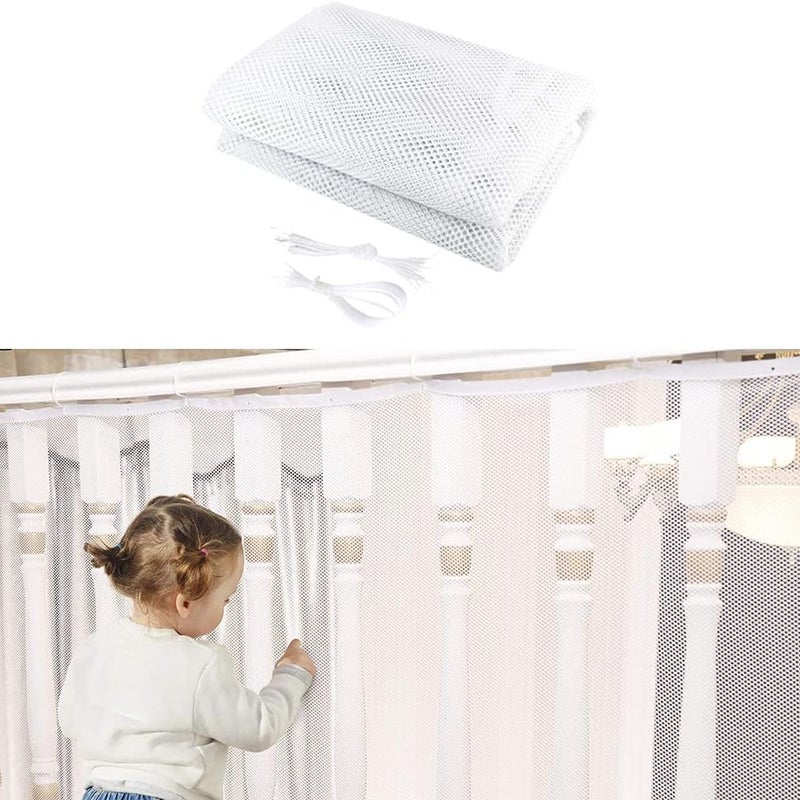 Siatka zabezpieczająca schody, biała, ochrona dziecka, antypoślizgowa, trwała konstrukcja i łatwa w montażu