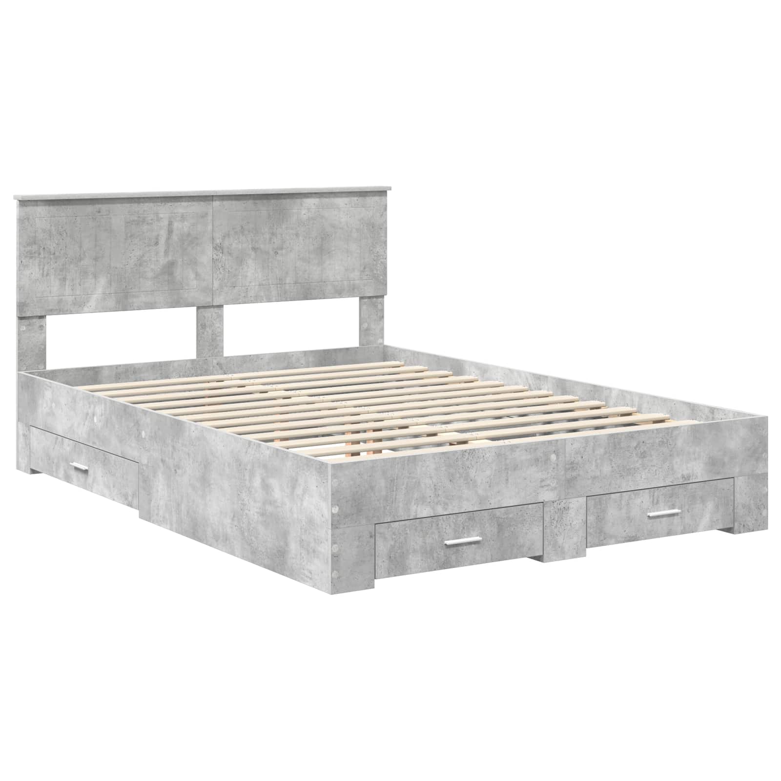 Cadre de lit gris béton 135 x 190 cm panneau de bois - 4