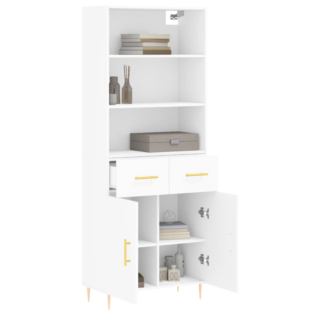 Buffet haut Blanc 69,5x34x180 cm Bois d'ingénierie - 3