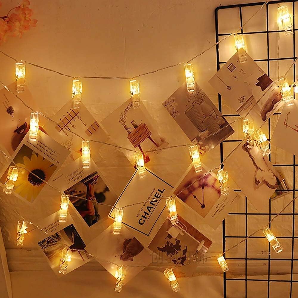 Guirlande Photo, Guirlande Lumineuse Chambre Guirlande Led Photo Batterie Alimenté Lampe à pince photo(3m 20led, blanc chaud) - 5