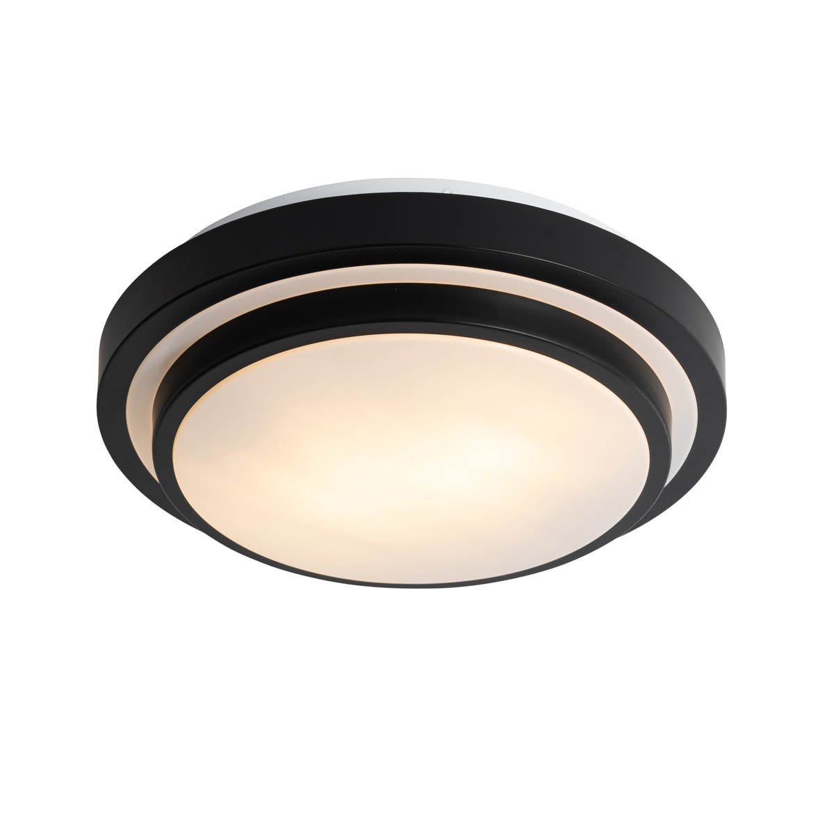 Qazqa nowoczesny plafon IP44 - Walden - czarny, okrągły, max. 15w, e27, z 2 punktami świetlnymi, 35cm oświetlenie wewnętrzne