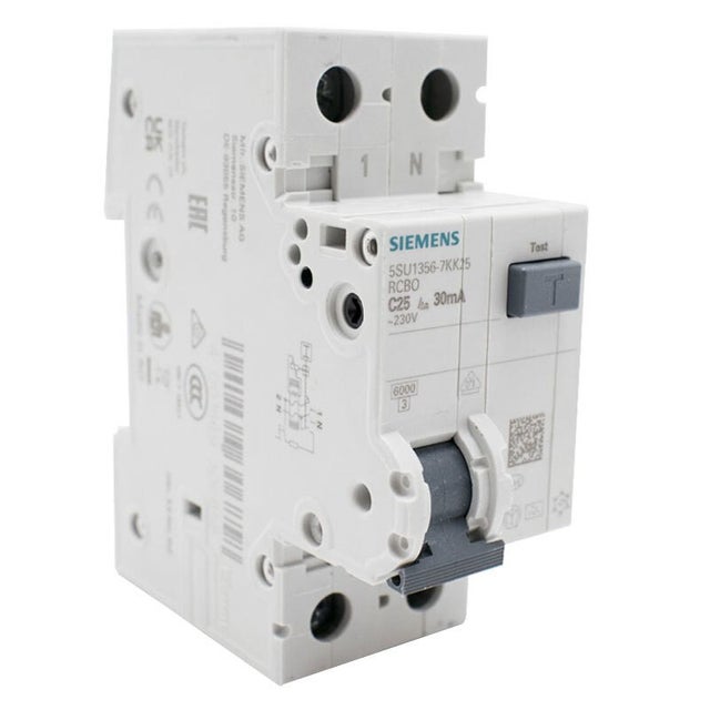 Interrupteur magnétothermique différentiel Siemens 25A 6KA 1P+N 30MA type A 2M