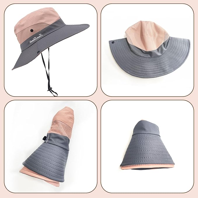 Chapeau pliable pour femme, protection solaire extérieure, plage, été, bord large, protection UV - 5