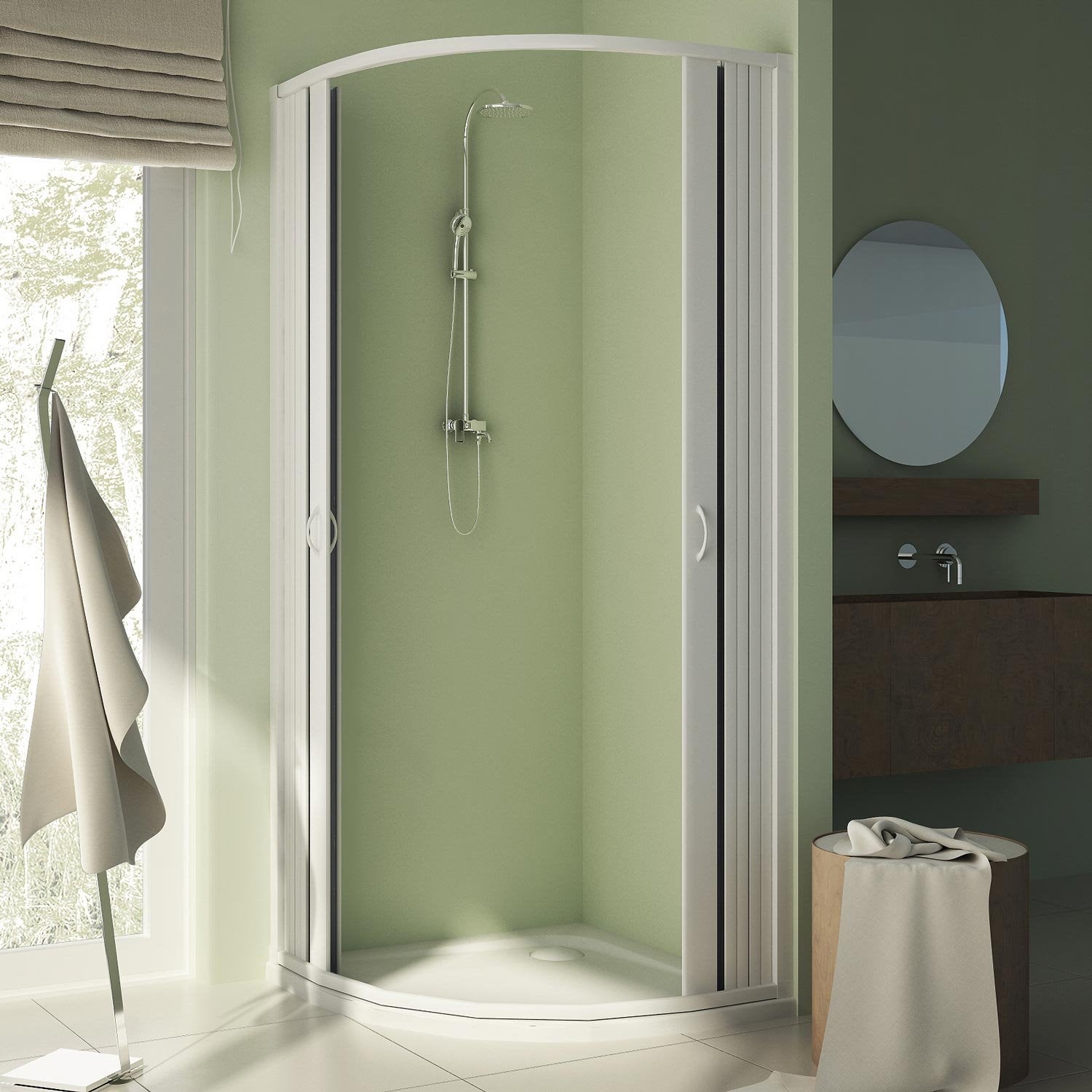 Box Doccia Roxana In PVC 90x90cm Semicircolare - Pannelli Semitrasparenti Con Apertura A Soffietto - Foto 10