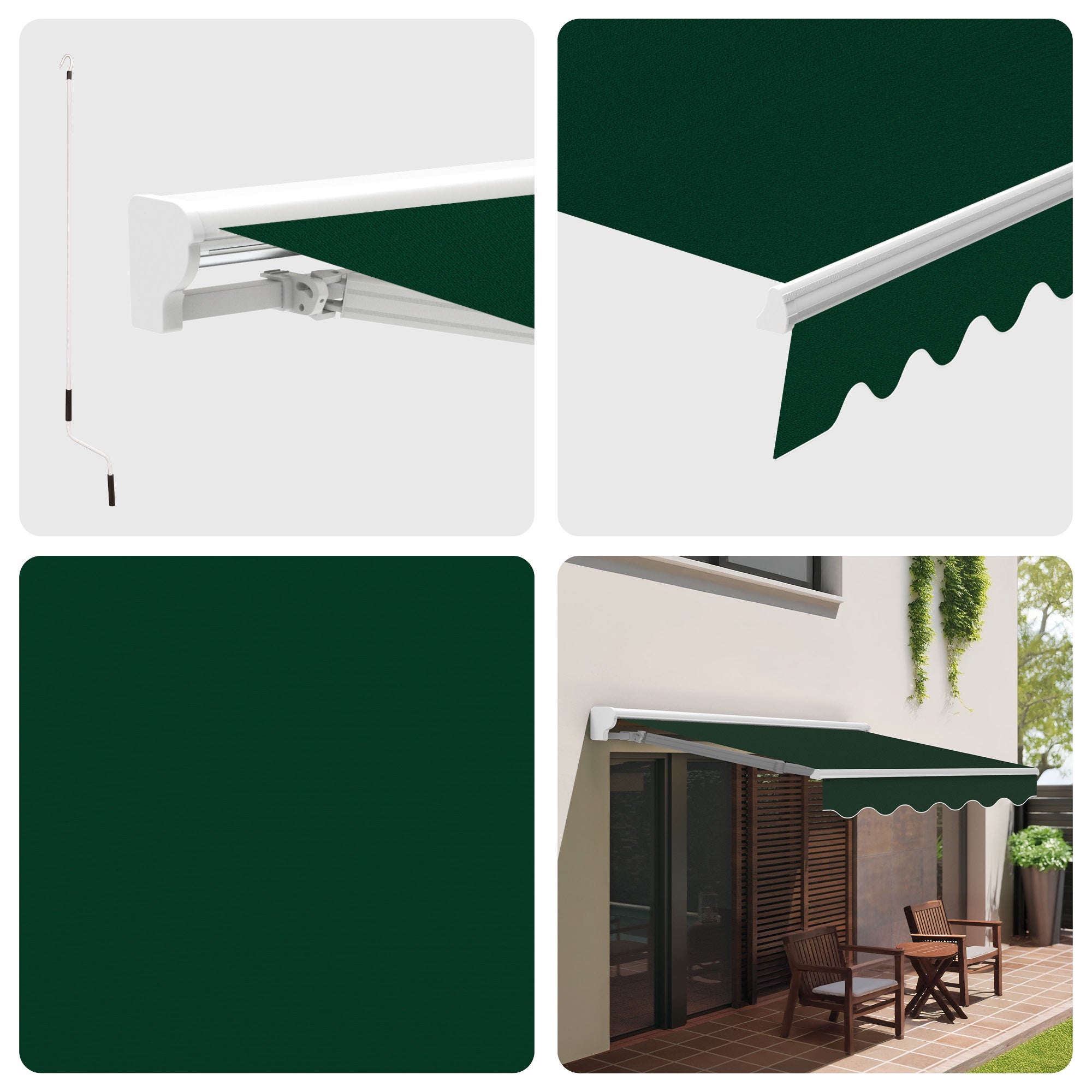 Toldo Exterior Retrátil 3x2,5m Verde Poliéster – Estrutura Semicofre de Alumínio – Lona Proteção Solar - 2
