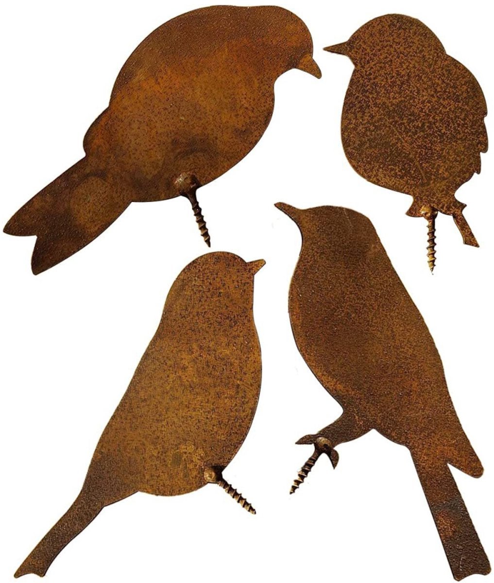 Culegător de fructe metalic, decorațiune de grădină, pasăre metalică, 16,5 x 12 cm