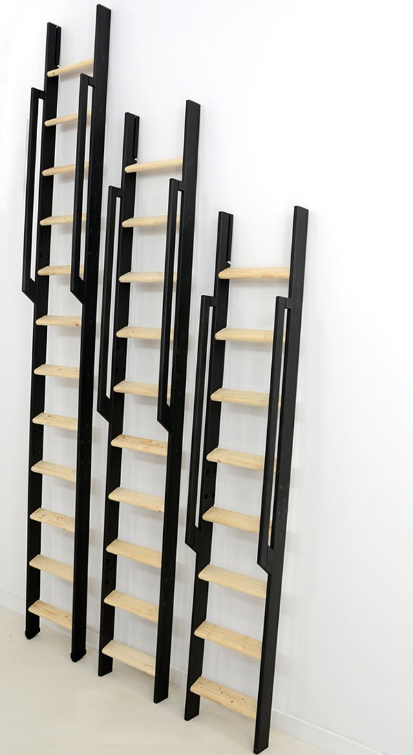 Echelle de meunier rabattable noire 8 marches - Hauteur sol à sol 1.99m - Largeur 36cm - STRONG-200 - 6