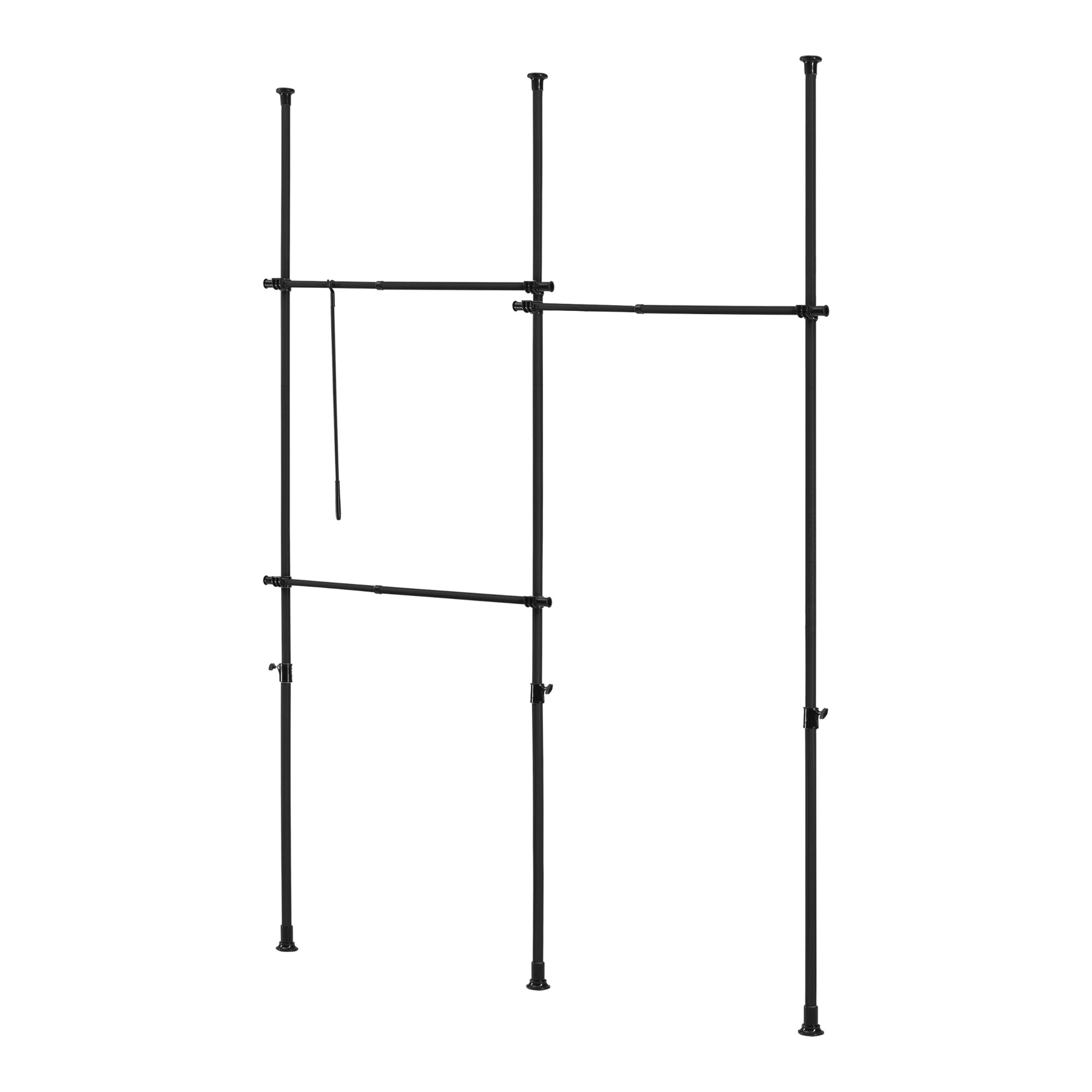 BAOYOUNI Asta Appendiabiti Telescopico con Staffe di Montaggio Lunghezza Regolabile 84-139 cm, Parti Fai da Te per Porta Abiti in Tubo d'acciaio di Diametro 29,4 mm, Grigio