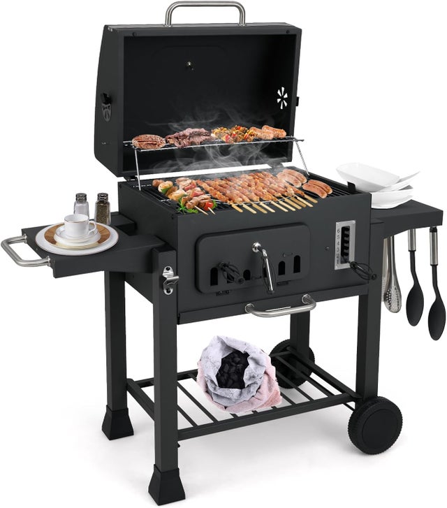 BBQ-Toro Barbecue Smoker Grill | Charbon de bois avec boîte à feu | Combinaison BBQ Grill Smoker