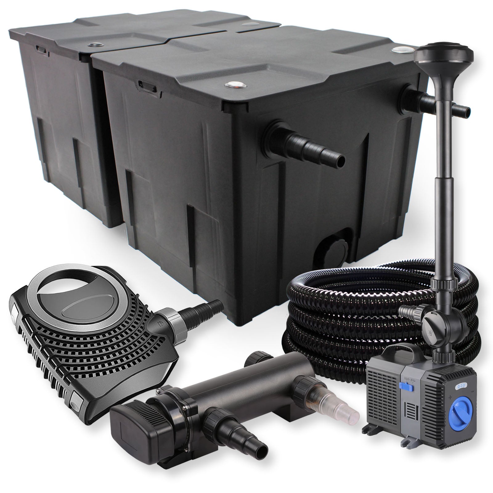 SunSun Kit complet: CPF-280 Filtre de bassin à pression jusqu'à 8000 L avec 11 Watt lampe uv SunSun Kit complet: CPF-280 Filtre de bassin à pression jusqu'à 8000 L avec 11 Watt lampe uv