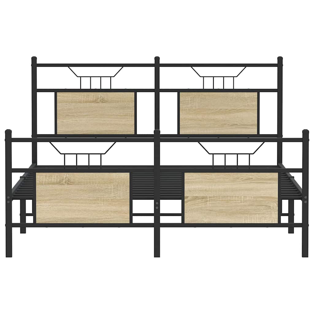 Cama de casal | Cama de adulto | Estrutura cama s/ colchão derivados de madeira carvalho sonoma CFW647552 - 6
