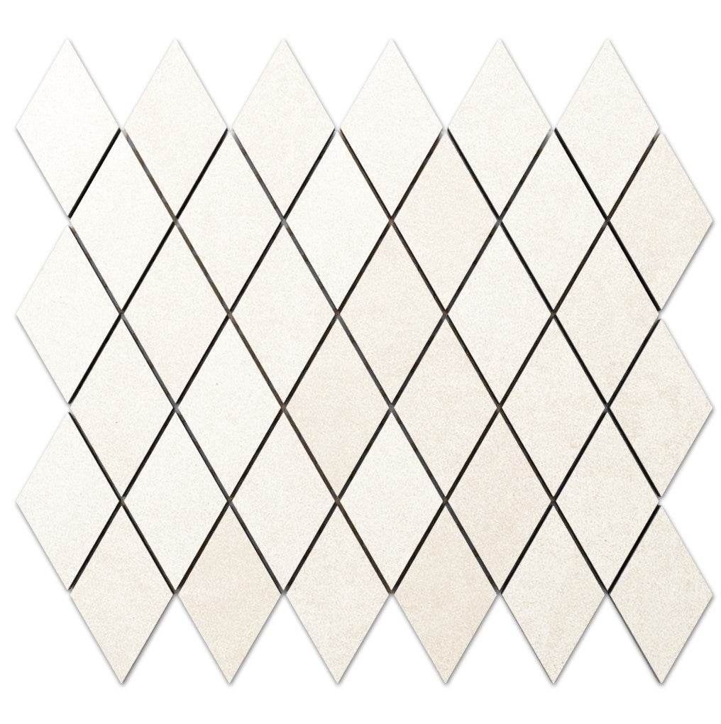 25 Romb Mosaico gres sobre malla para baño o cocina 29.2cm x 25.0cm - White ...