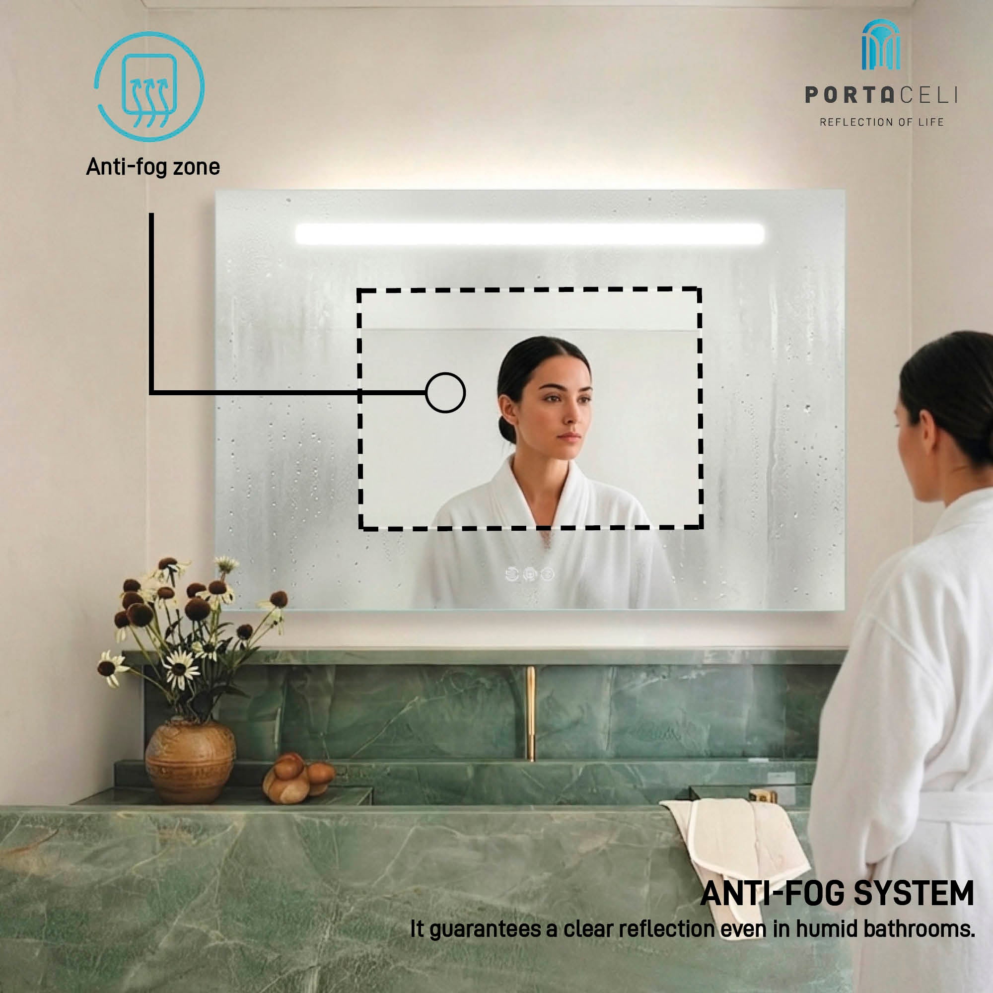 Miroir de salle de bain Basic Connect 120x80, App, Anti-Buée et Bluetooth - 6