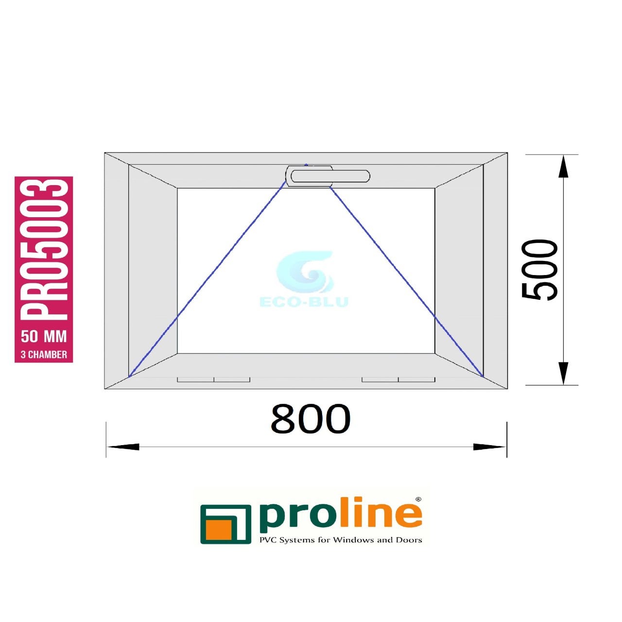 Ventana PVC 800X500 Blanca Oscilante Vidrio Mate - 4