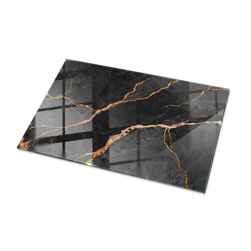 Płyta na blat stołu, dekoracyjne, do salonu, do kuchni | kwadrat | Marmurowy wzór z żyłami | 100x70