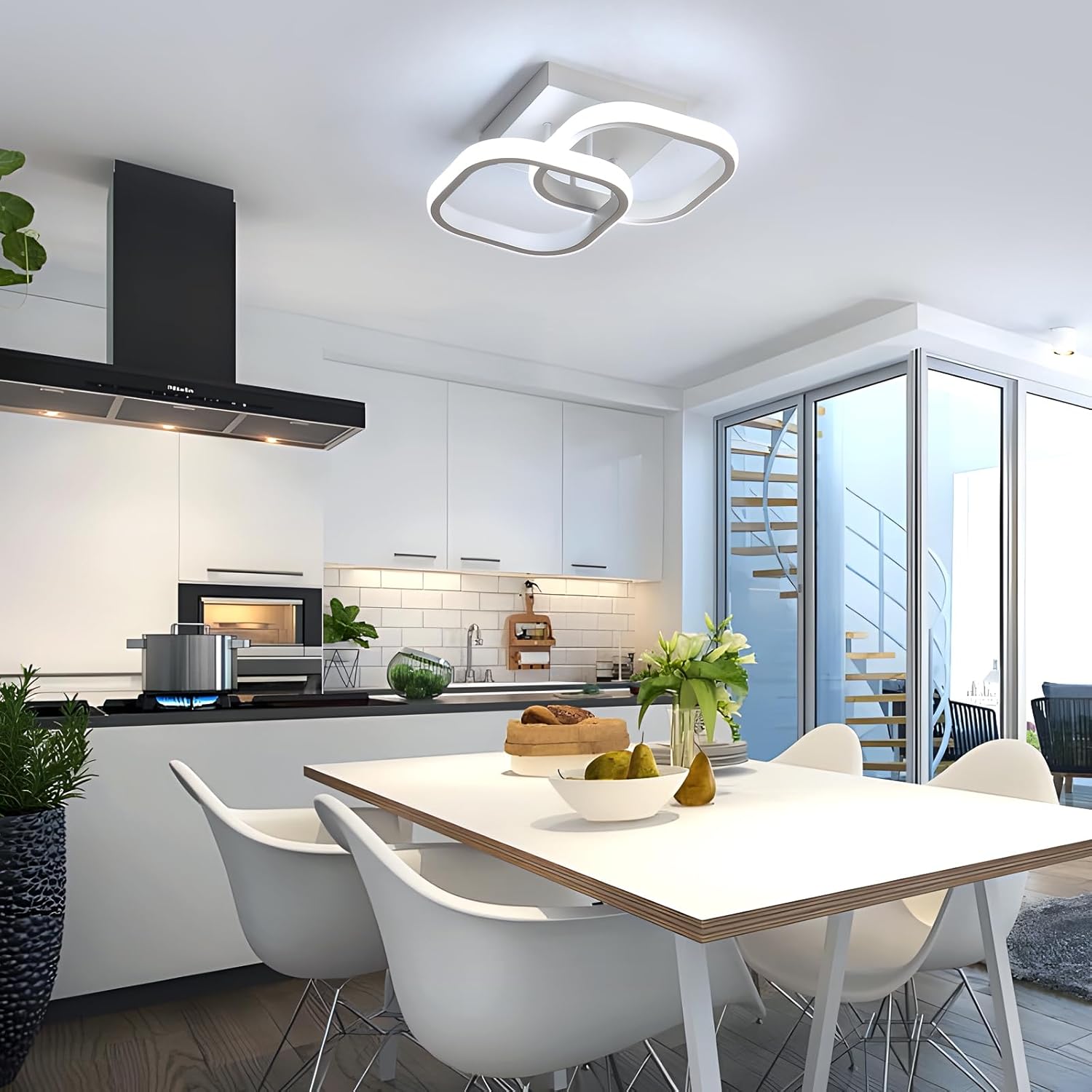 Plafonnier LED pour chambre à coucher, 22 W, 2&nbsp;550 lm, design moderne en acrylique, un couloir ou une cuisine, blanc froid 6&nbsp;500 K, diamètre 29 cm. - 6