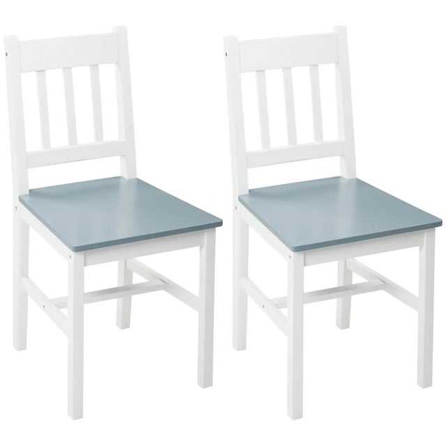 Set di 2 sedie da pranzo Sedie da cucina Sedie, legno massello, 41 cm x 46,5 cm x 85,5 cm, bianco