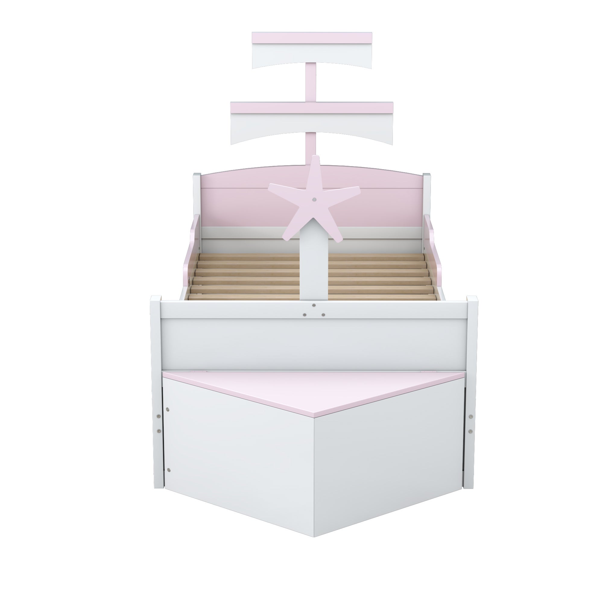 Letto per bambini 90x200cm con letto estraibile design barca legno rosa (Senza materasso) - 8