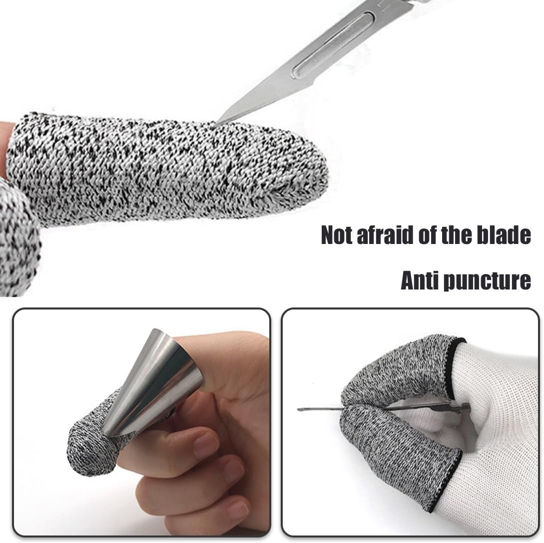 10 PCS Protecteurs de doigts Protection pouce réutilisable Points de doigts Manches de confort Coupe résistante au doigt élastique pour le travail - 7