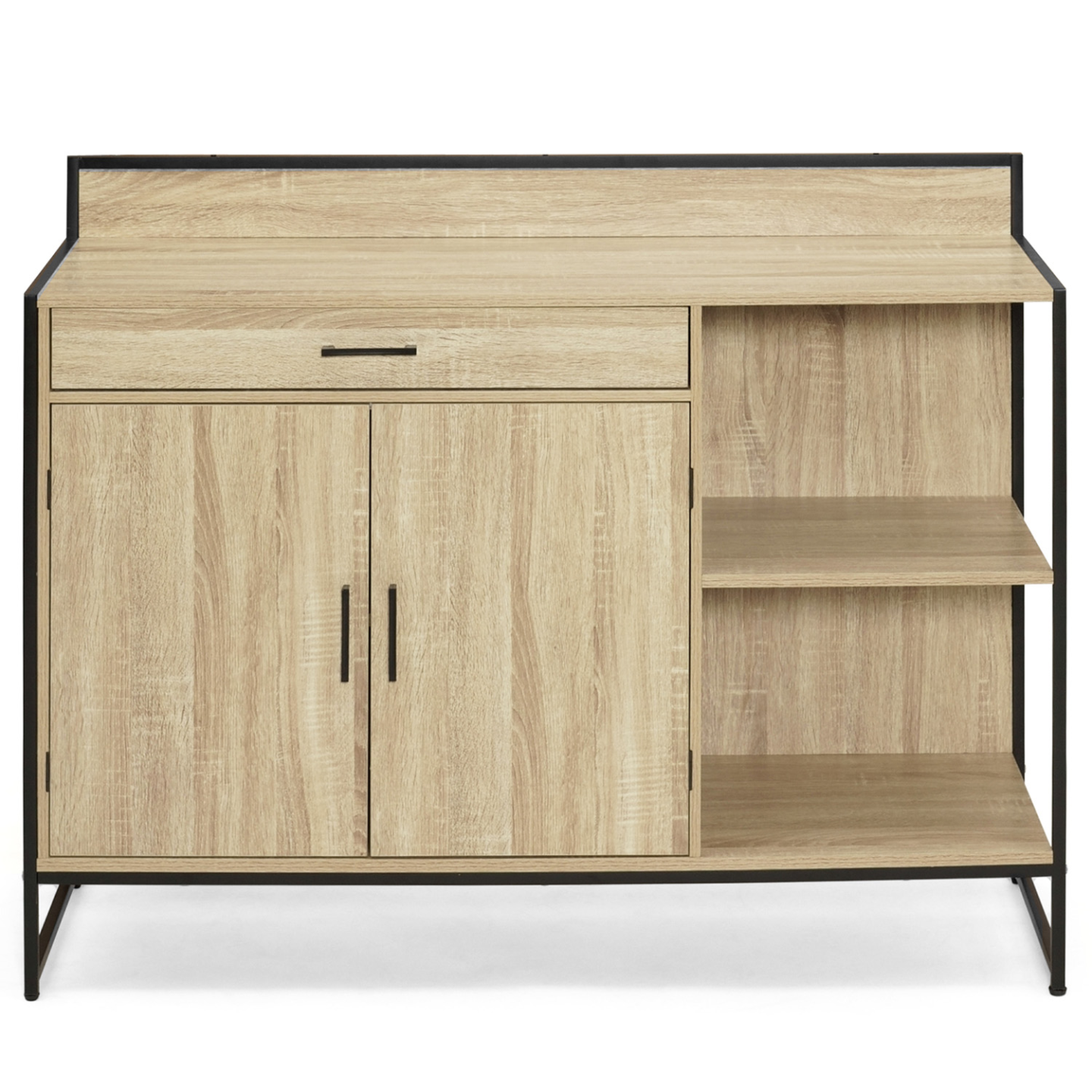Buffet bas de cuisine 120 CM DETROIT plan de travail H.83 CM 2 portes + tiroir design industriel - 3